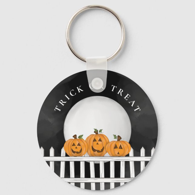 Halloween Trick Or Treat Pumpkin Jack O Lanterns Keychain (Front)