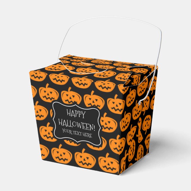 Halloween trick or treat pumpkin party favor box (Front Side)