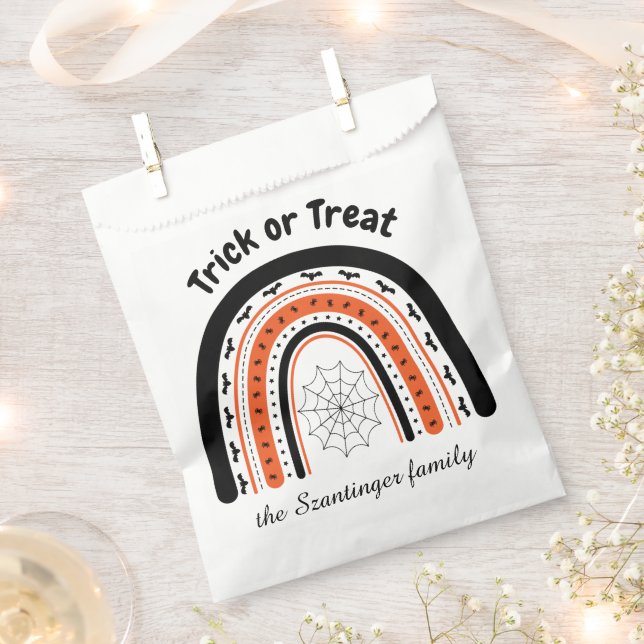 Halloween trick or treat rainbow bats personalized favor bag (Clipped)