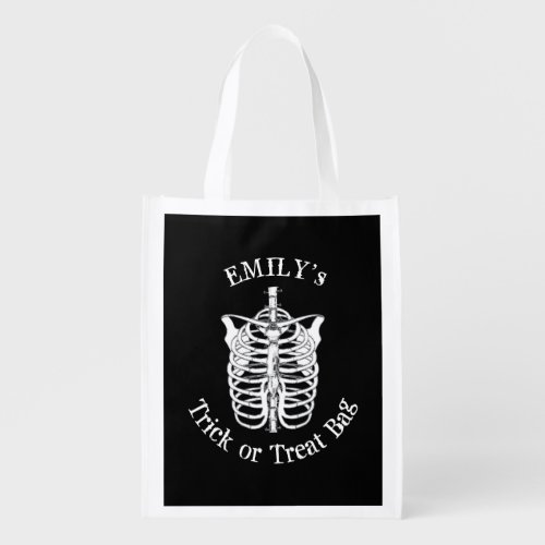 Halloween Trick Or Treat Scary Spooky Skeleton Grocery Bag