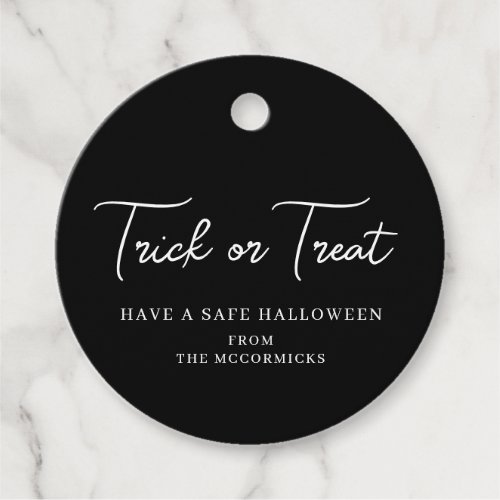 Halloween Trick or Treat Script Party Personalized Favor Tags