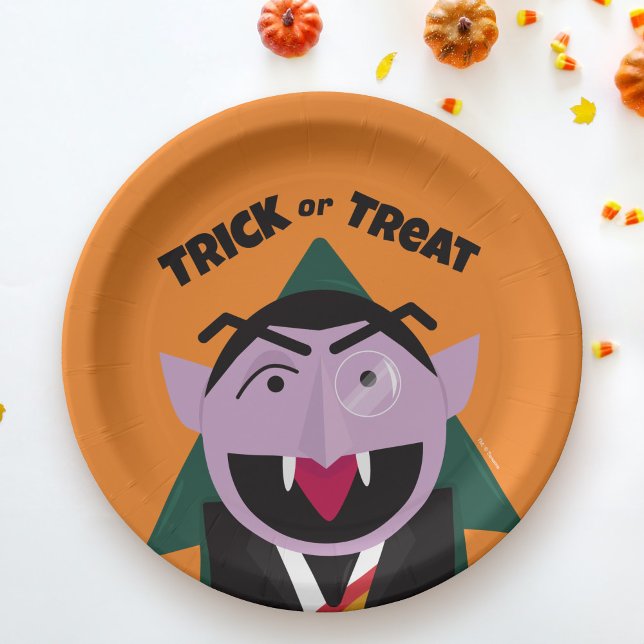 Halloween Trick or Treat Sesame Street Paper Plates (Plate on table)