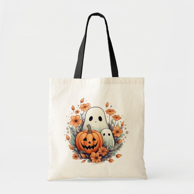 Halloween Trick or Treat Shoulder Tote Bag (Front)