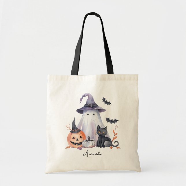 Halloween Trick or Treat Shoulder Tote Bag (Front)