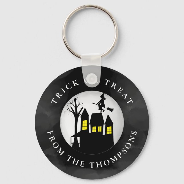 Halloween Trick Or Treat Spooky Haunted House Keychain (Front)