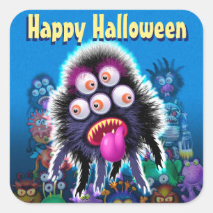 Halloween Trick-or-Treat stickers. MONSTER PARTY Square Sticker