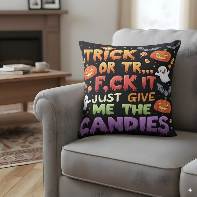 Halloween Trick or Treat Throw Pillow (Creator Uploaded)