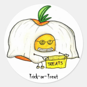 Halloween Trick or Treat Tomato Ghost Classic Round Sticker