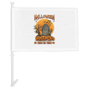Halloween Trick Or Treat Tombstone Zombie Hands Pu Car Flag