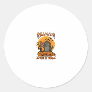 Halloween Trick Or Treat Tombstone Zombie Hands Pu Classic Round Sticker