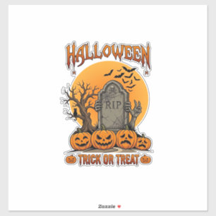 Halloween Trick Or Treat Tombstone Zombie Hands Pu Sticker