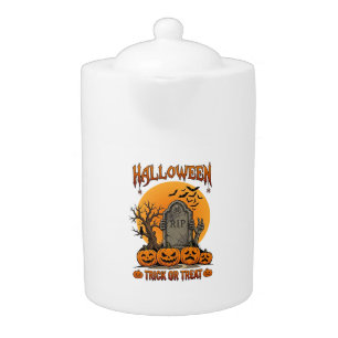 Halloween Trick Or Treat Tombstone Zombie Hands Pu Teapot