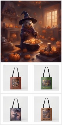 Halloween trick or treat tote bags