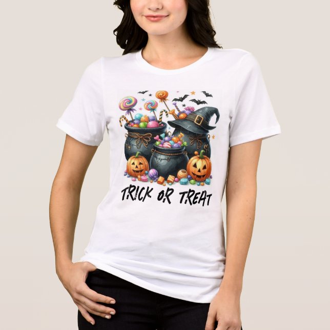 HALLOWEEN TRICK OR TREAT Tri-Blend SHIRT (Front)