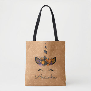 Halloween Trick or Treat Unicorn Monogram Tote Bag