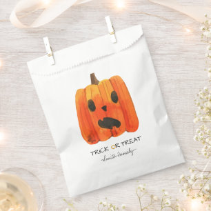 Halloween Trick or Treat Watercolor Pumpkin Kids' Favor Bag