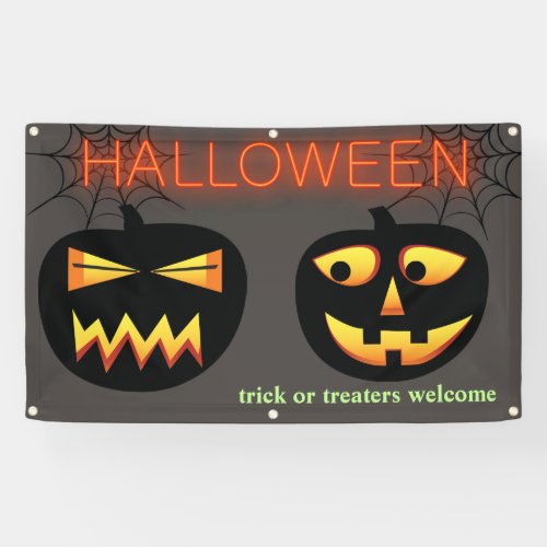 Halloween Trick or Treat Welcome jack olantern Banner