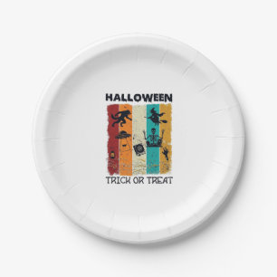 Halloween Trick Or Treat Werewolf Witch Skeleton U Paper Plates