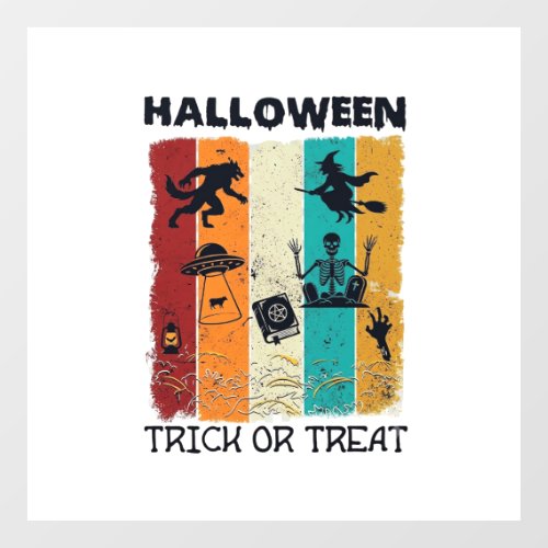 Halloween Trick Or Treat Werewolf Witch Skeleton U Window Cling
