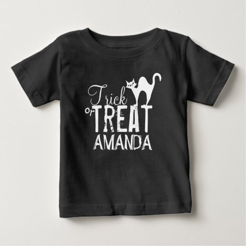 Halloween Trick Or Treat Whimsical Black Cat Baby T_Shirt