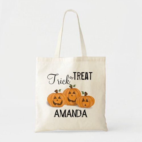 Halloween Trick Or Treat Whimsical Pumpkin  Tote Bag