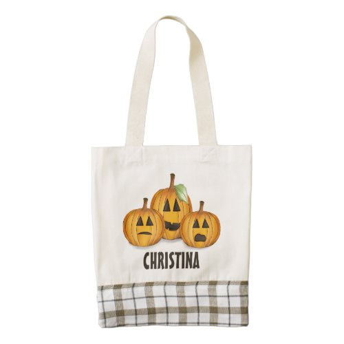 Halloween Trick Or Treat Whimsical Pumpkin Zazzle HEART Tote Bag