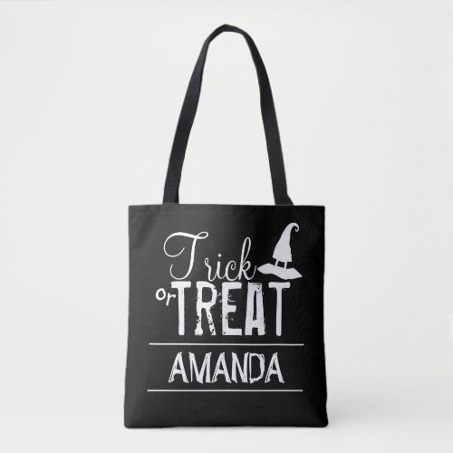 Halloween Trick Or Treat Witch Hat Typography Tote Bag