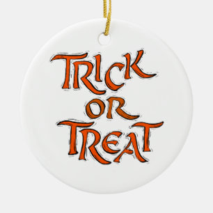 Halloween Trick or Treat Words Ceramic Ornament