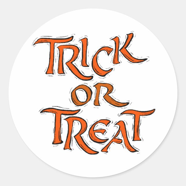 Halloween Trick or Treat Words Classic Round Sticker (Front)