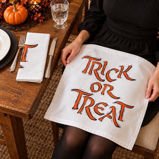 Halloween Trick or Treat Words Cloth Napkin (Halloween Trick or Treat Words Cloth Napkin)