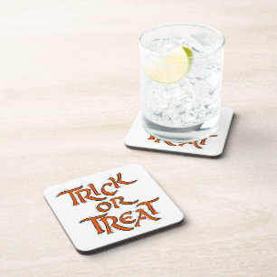 Halloween Trick or Treat Words Drink Coaster