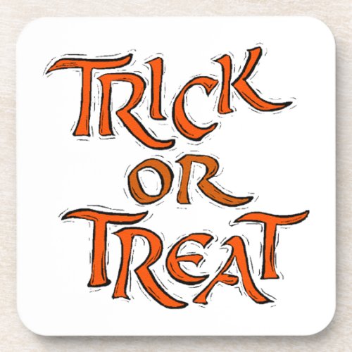 Halloween Trick or Treat Words Drink Coaster