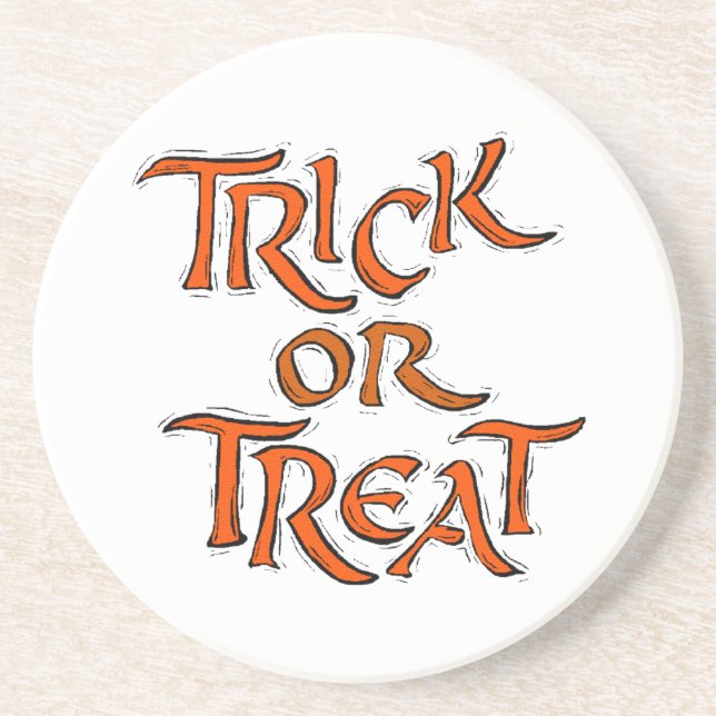 Halloween Trick or Treat Words Drink Coaster (Front)