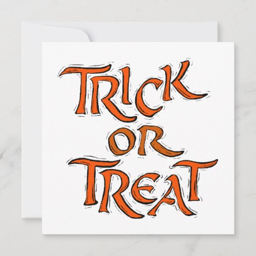 Halloween Trick or Treat Words Invitation