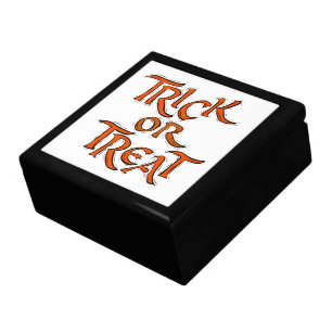 Halloween Trick or Treat Words Jewelry Box