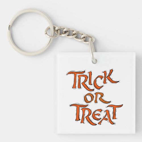 Halloween Trick or Treat Words Keychain