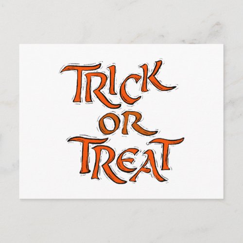 Halloween Trick or Treat Words Postcard