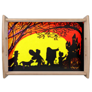 HALLOWEEN TRICK OR TREATERS  SERVING TRAY