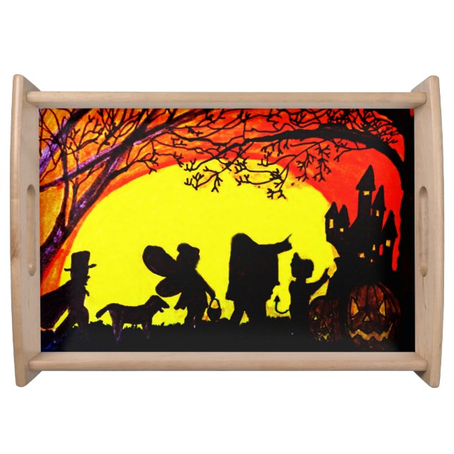 HALLOWEEN TRICK OR TREATERS  SERVING TRAY (Front)
