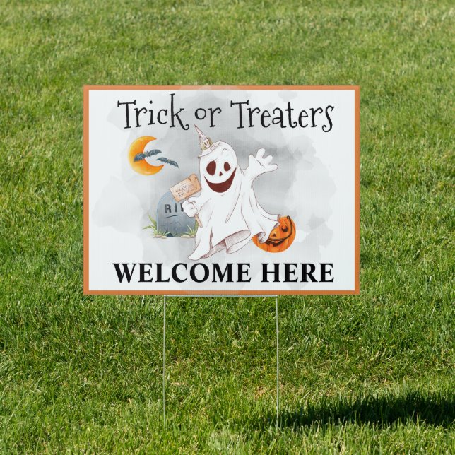 Halloween Trick or Treaters Welcome Here  Sign (Insitu)
