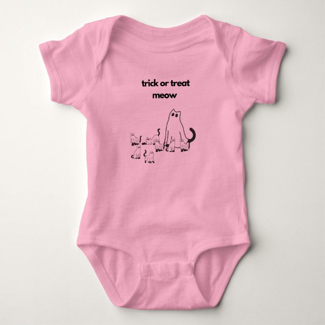 Halloween Trick-or-Treating Cat Family Baby Outfit Bodysuit (Front)