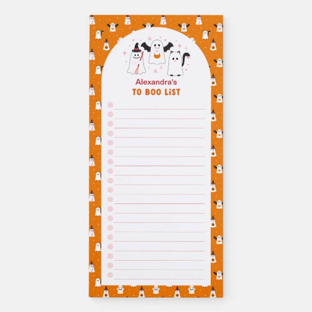 Halloween Trick or Treating Ghosts To Boo List Magnetic Notepad (Front)