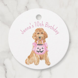 Halloween Trick or Treating Goldendoodle Favor Tags