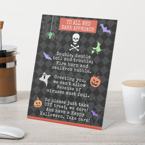 Halloween Trick or Treating Pandemic Poem Pedestal Sign