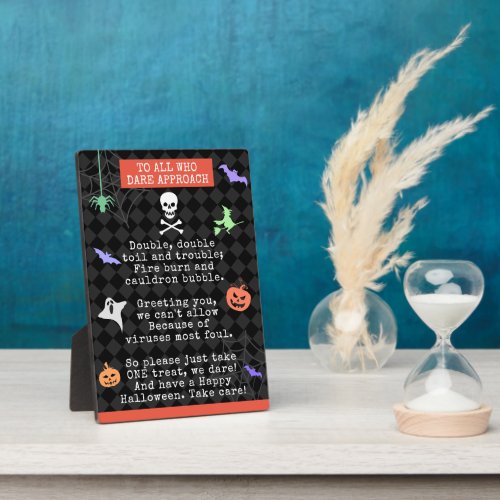 Halloween Trick or Treating Pandemic Poem Plaque