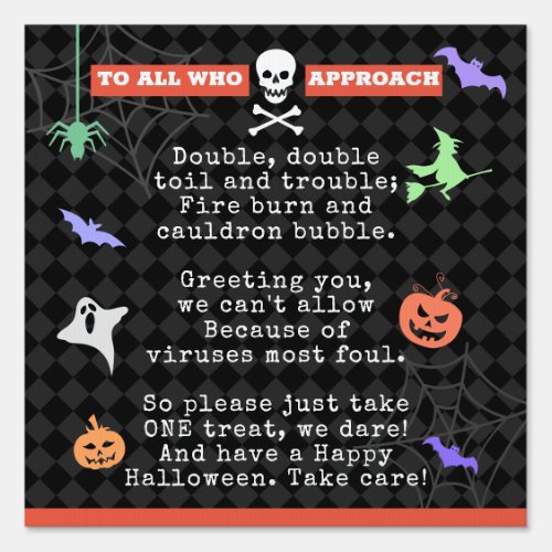 Halloween Trick or Treating Pandemic Poem Sign