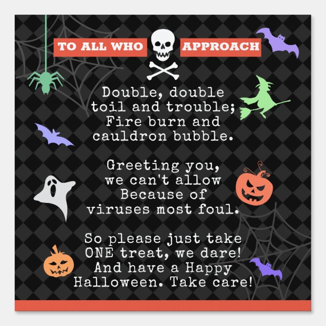 Halloween Trick or Treating Pandemic Poem Sign (Front)