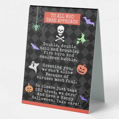 Halloween Trick or Treating Pandemic Poem Table Tent Sign