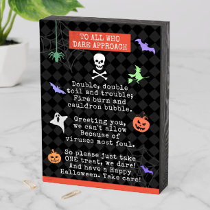 Halloween Trick or Treating Pandemic Poem Wooden Box Sign