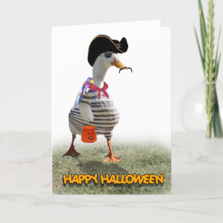 Halloween Trick or Treating Pirate Duck Card